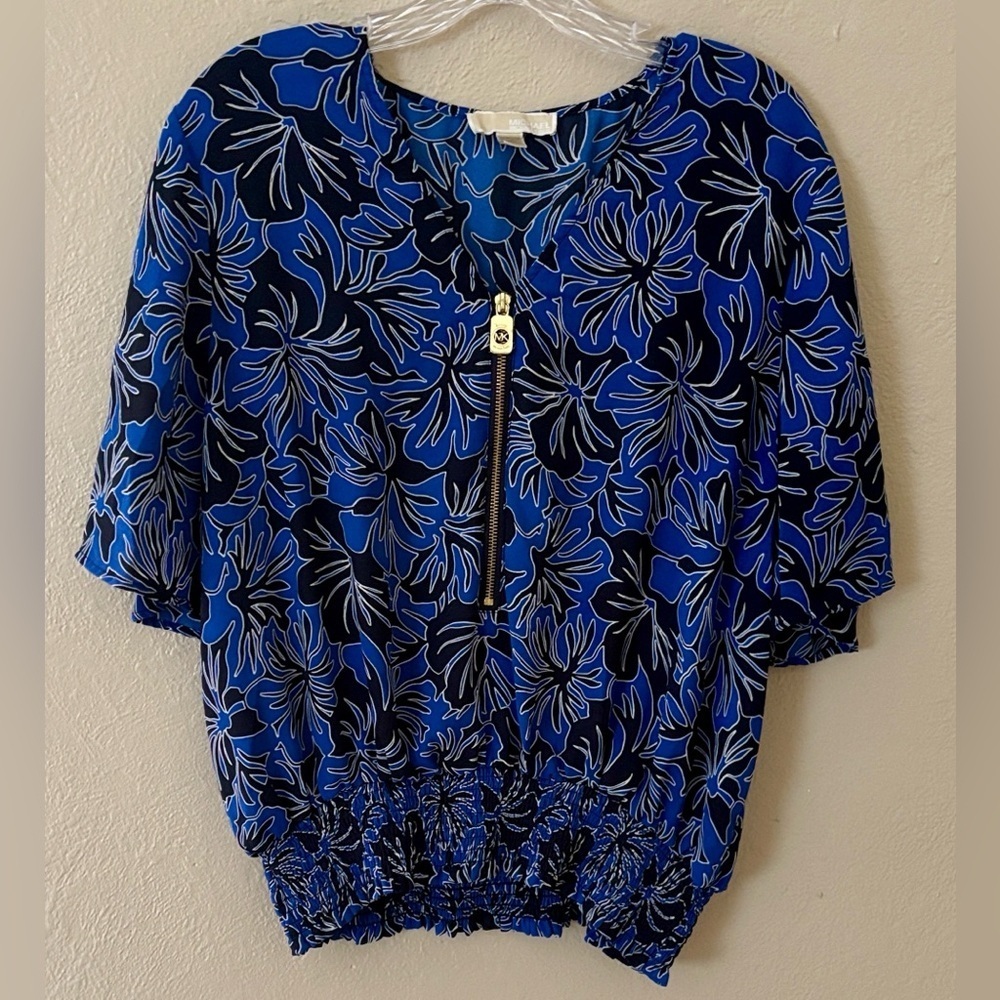 Michael Kors Women’s Blue Floral Blouse Size XXL